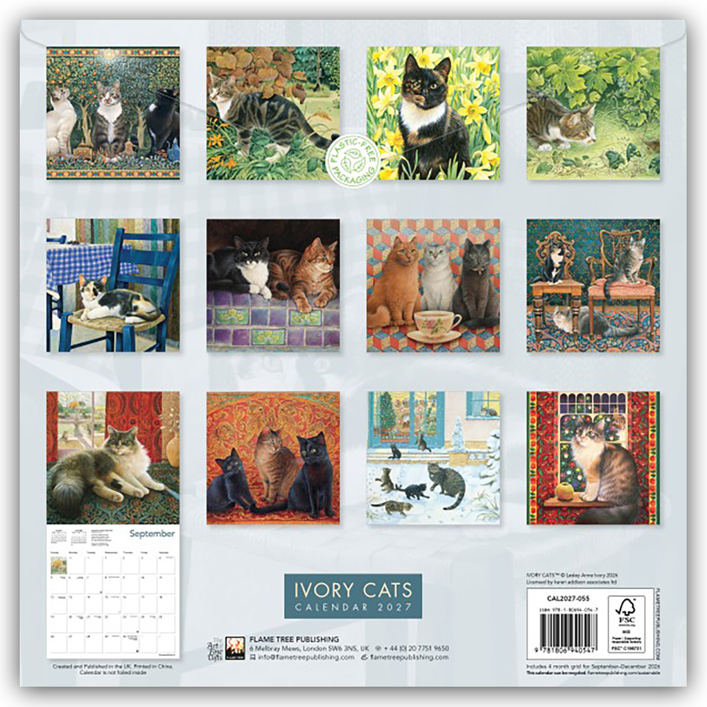 Weitere Ansicht: Ivory Cats - Lesley Anne Ivorys Katzen 2027 - Original Flame Tree Publishing-Kalender [Kalender] | Tree Flame, Flame Tree Publishing