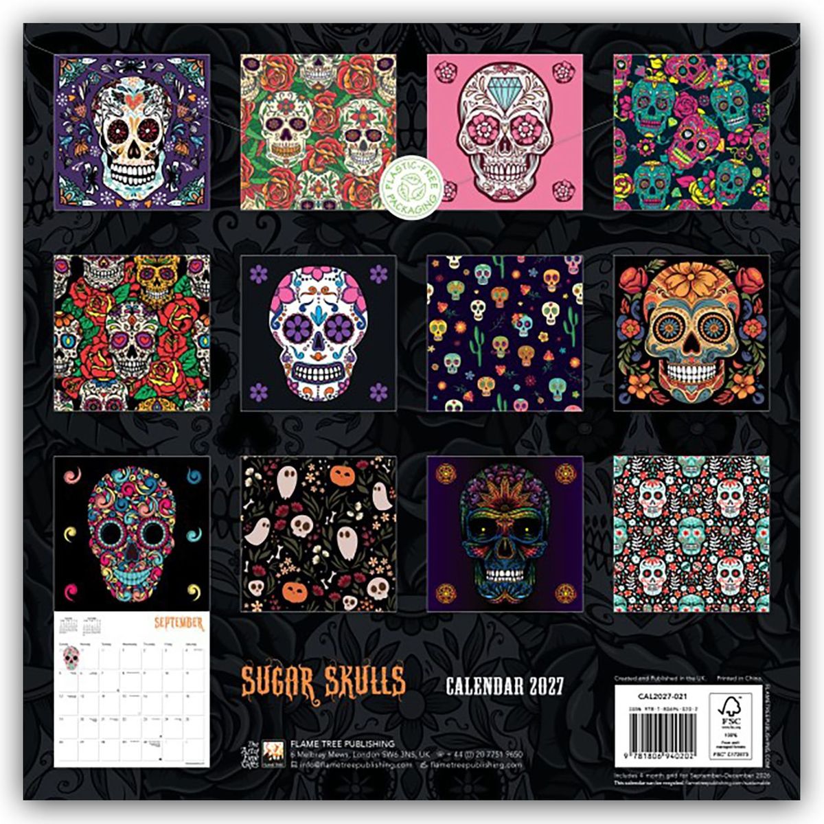 Weitere Ansicht: Sugar Skulls - Totenköpfe aus Zucker 2027 - Original Flame Tree Publishing-Kalender [Kalender] | Tree Flame, Flame Tree Publishing