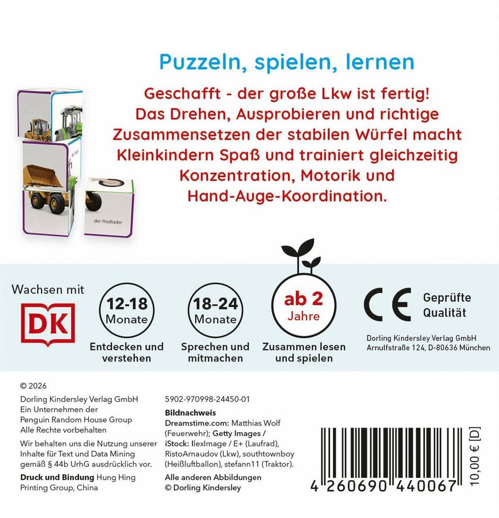 Weitere Ansicht: Erstes Lernen Würfelpuzzle. Fahrzeuge | DK Erstes Lernen
