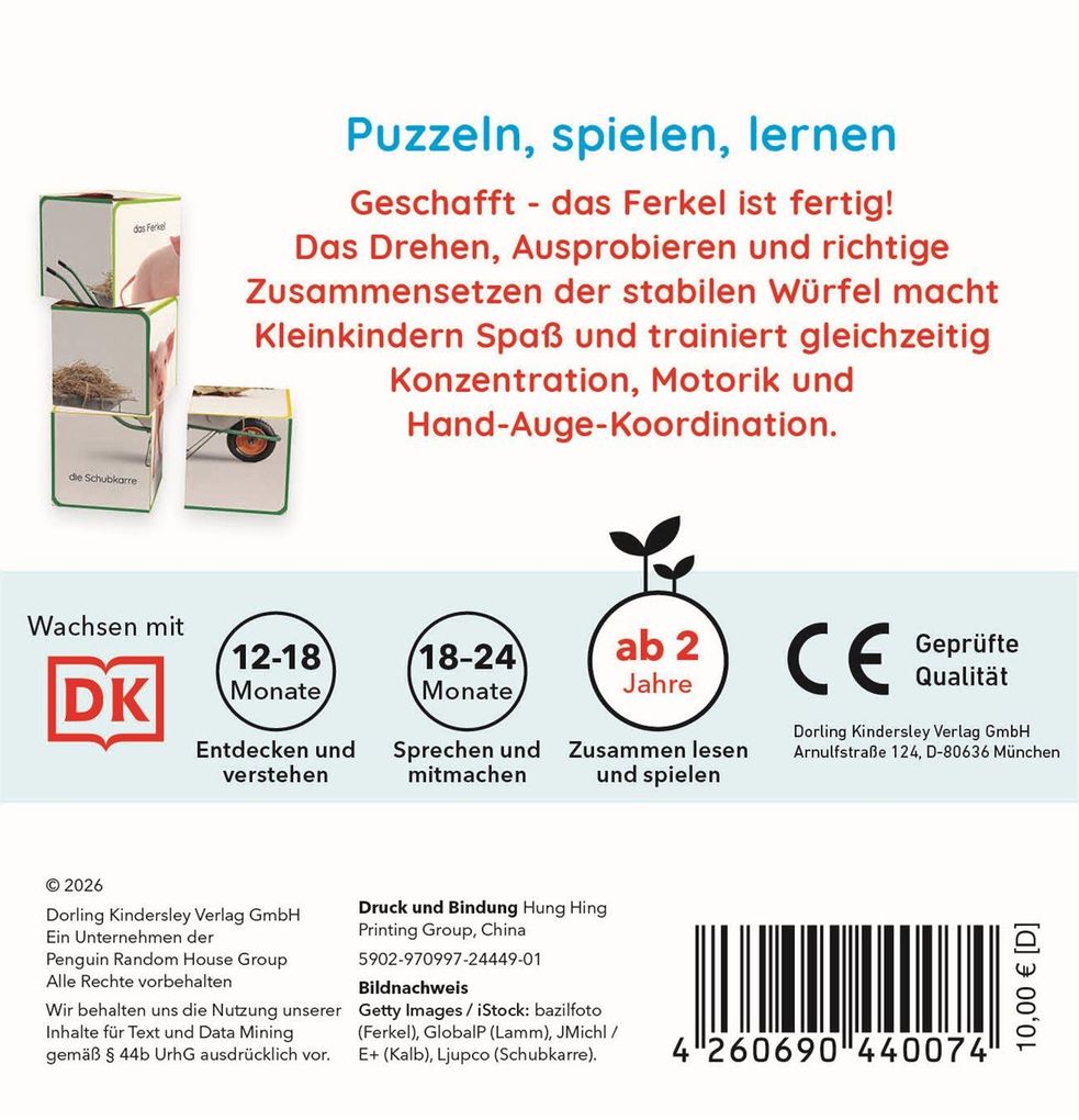 Weitere Ansicht: Erstes Lernen Würfelpuzzle. Bauernhof | DK Erstes Lernen