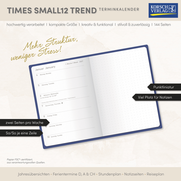 Weitere Ansicht: Buchkalender Times Small12 Trend Lieblingskalender 2027