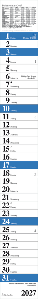 Weitere Ansicht: Streifenplaner Praktika Blau 2027