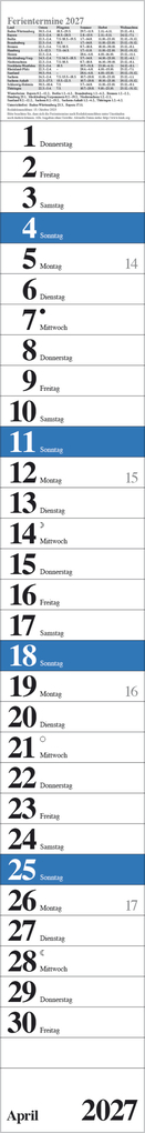 Weitere Ansicht: Streifenplaner Praktika Blau 2027