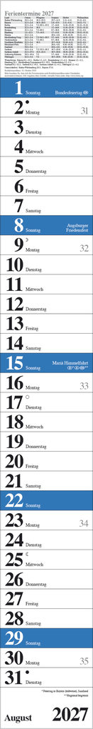 Weitere Ansicht: Streifenplaner Praktika Blau 2027