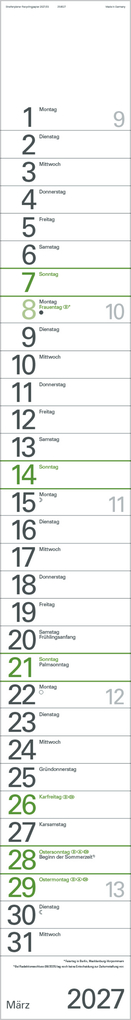 Weitere Ansicht: Streifenplaner Grün Recyclingpapier Edition Natur 2027