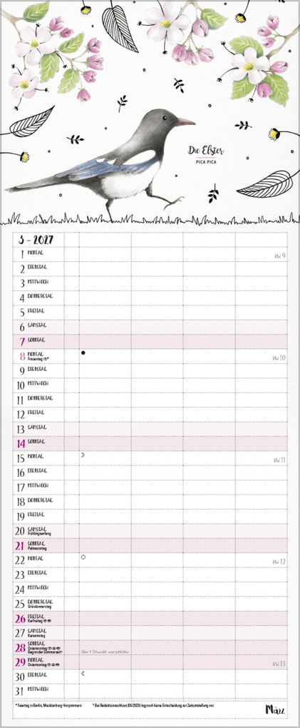 Weitere Ansicht: Familienplaner Pretty Birds 2027