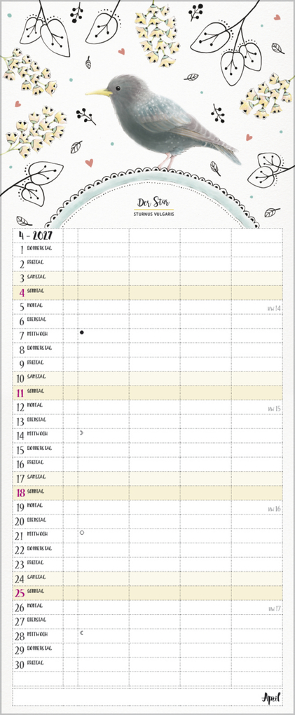 Weitere Ansicht: Familienplaner Pretty Birds 2027