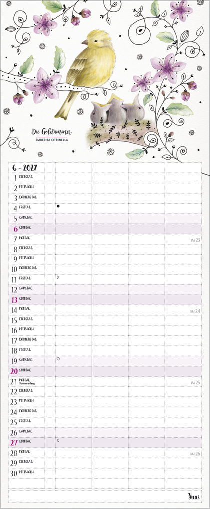 Weitere Ansicht: Familienplaner Pretty Birds 2027