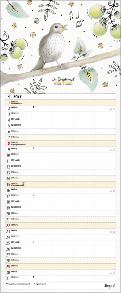 Weitere Ansicht: Familienplaner Pretty Birds 2027
