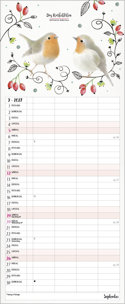 Weitere Ansicht: Familienplaner Pretty Birds 2027