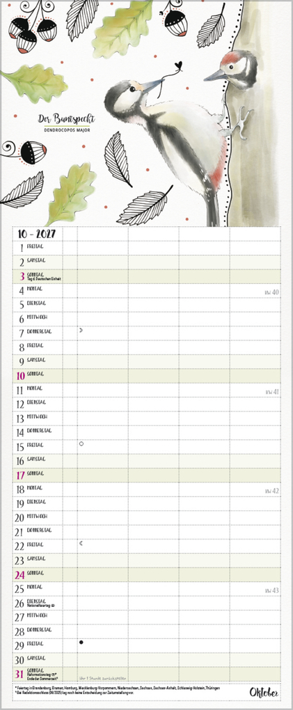 Weitere Ansicht: Familienplaner Pretty Birds 2027