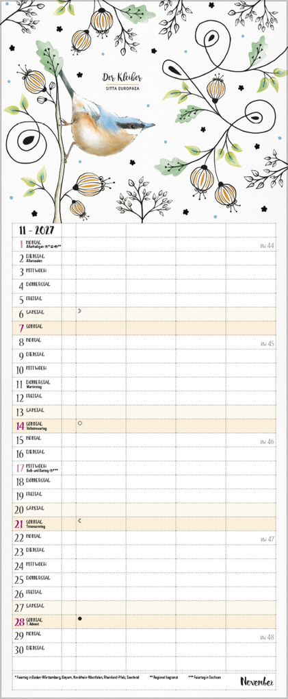 Weitere Ansicht: Familienplaner Pretty Birds 2027