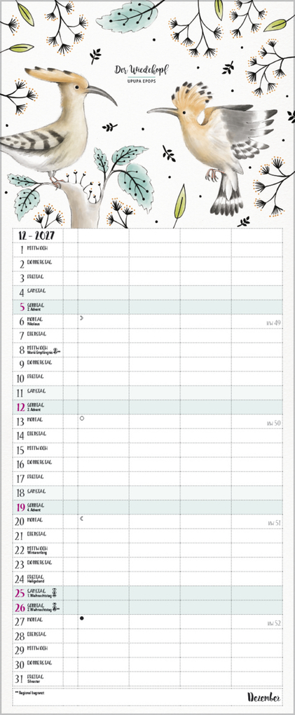 Weitere Ansicht: Familienplaner Pretty Birds 2027