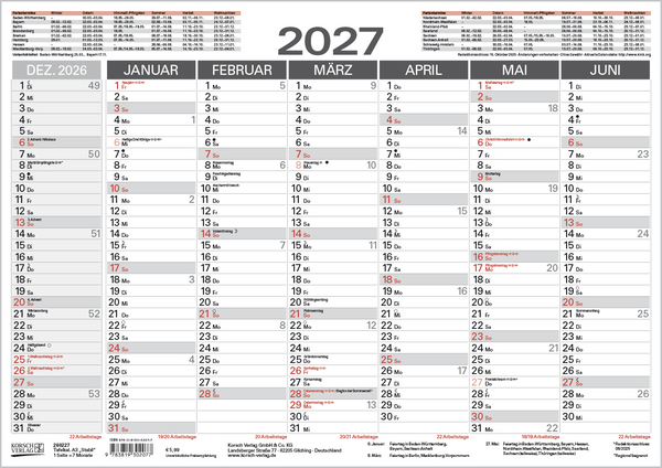 Weitere Ansicht: Tafelkalender A3 "Stabil" 2027