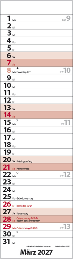 Weitere Ansicht: Streifenplaner Mini Rot 2027