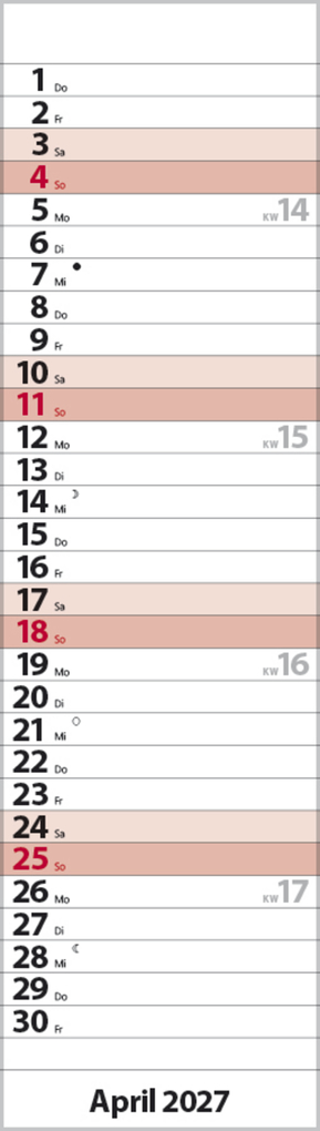 Weitere Ansicht: Streifenplaner Mini Rot 2027