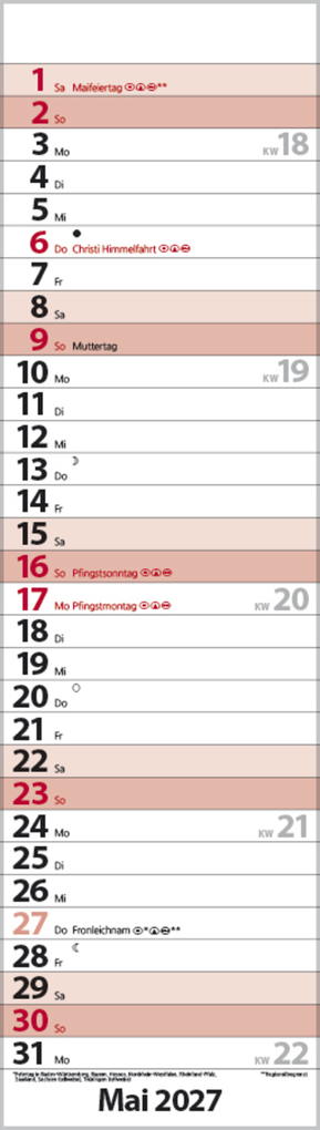 Weitere Ansicht: Streifenplaner Mini Rot 2027