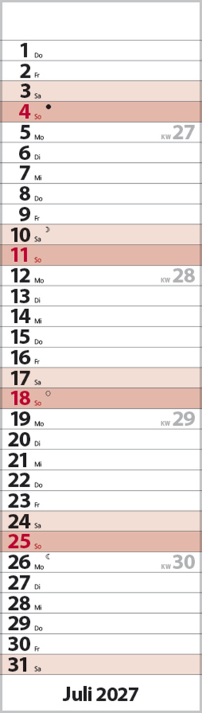 Weitere Ansicht: Streifenplaner Mini Rot 2027