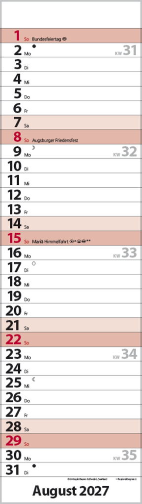 Weitere Ansicht: Streifenplaner Mini Rot 2027