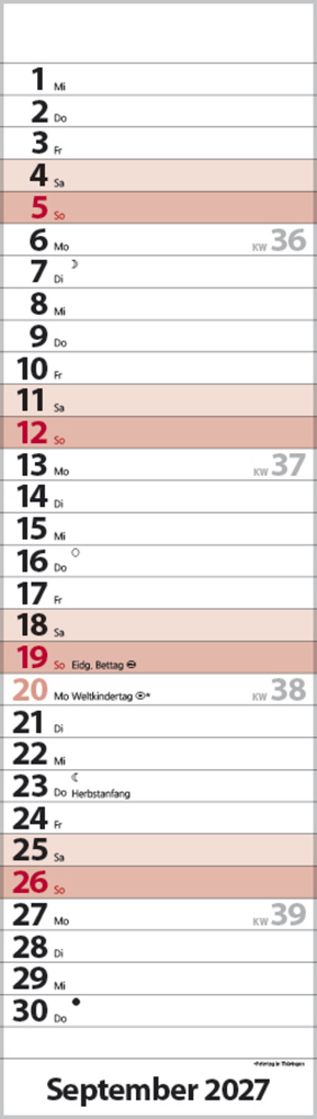 Weitere Ansicht: Streifenplaner Mini Rot 2027
