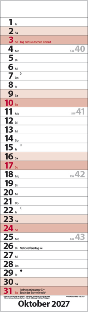 Weitere Ansicht: Streifenplaner Mini Rot 2027