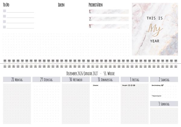Weitere Ansicht: Tischquerkalender Marble 2027