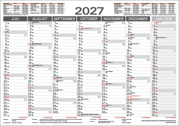 Weitere Ansicht: Tafelkalender A4 2027