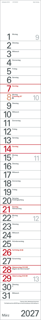 Weitere Ansicht: Streifenplaner Rot 2027