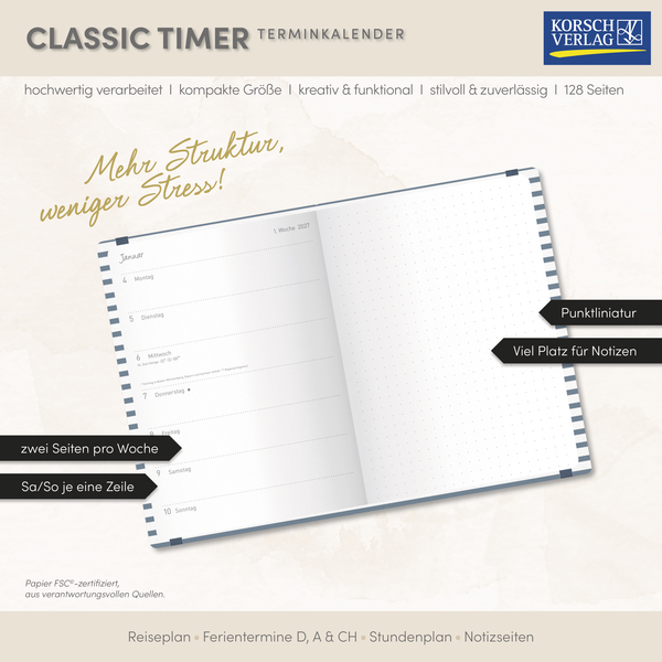 Weitere Ansicht: Terminkalender Classic Timer Boot 2027 | Studio Saturno