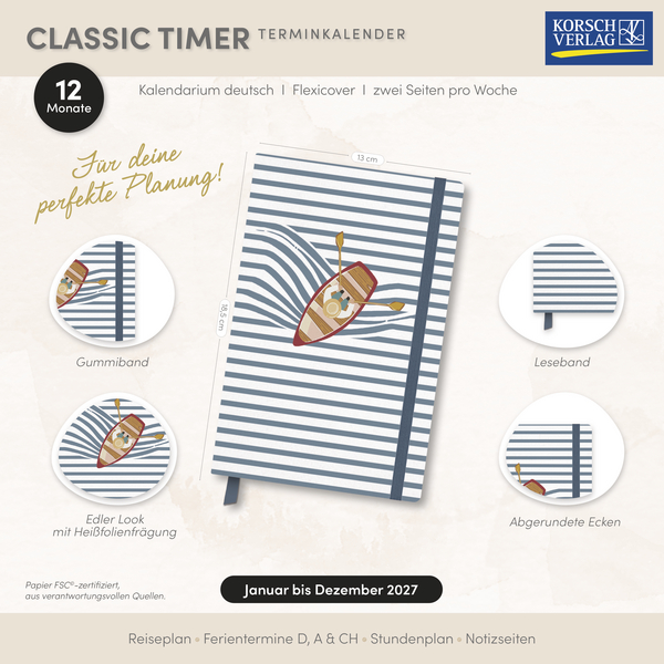 Weitere Ansicht: Terminkalender Classic Timer Boot 2027 | Studio Saturno