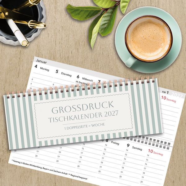 Weitere Ansicht: Tischquerkalender Großdruck Streifen 2027