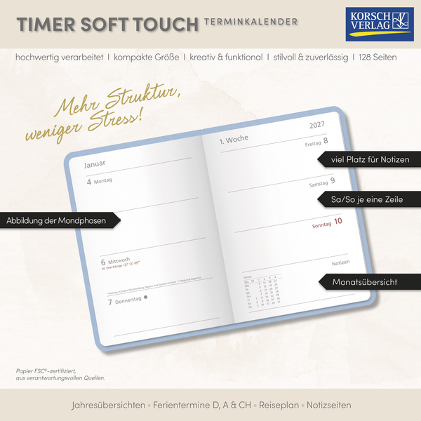 Weitere Ansicht: Timer Soft Touch hellblau 2027