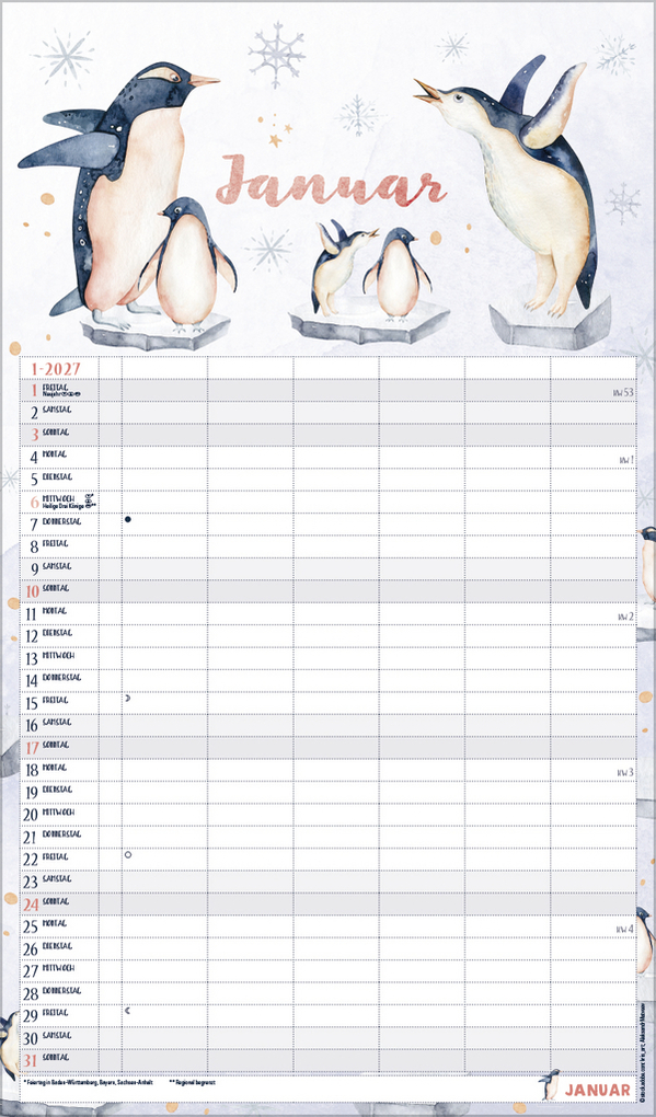 Weitere Ansicht: Familienplaner Aquarell 2027