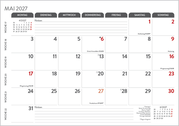 Weitere Ansicht: Monatsplaner 2027