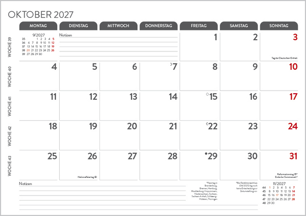 Weitere Ansicht: Monatsplaner 2027