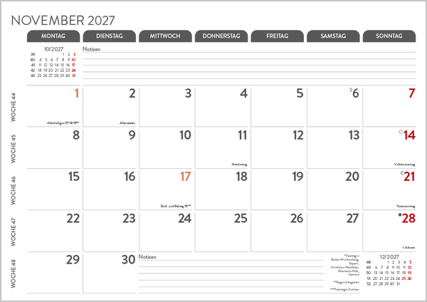 Weitere Ansicht: Monatsplaner 2027