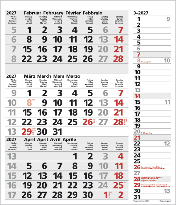 Weitere Ansicht: 3-Monats-Planer Combi Grau 2027