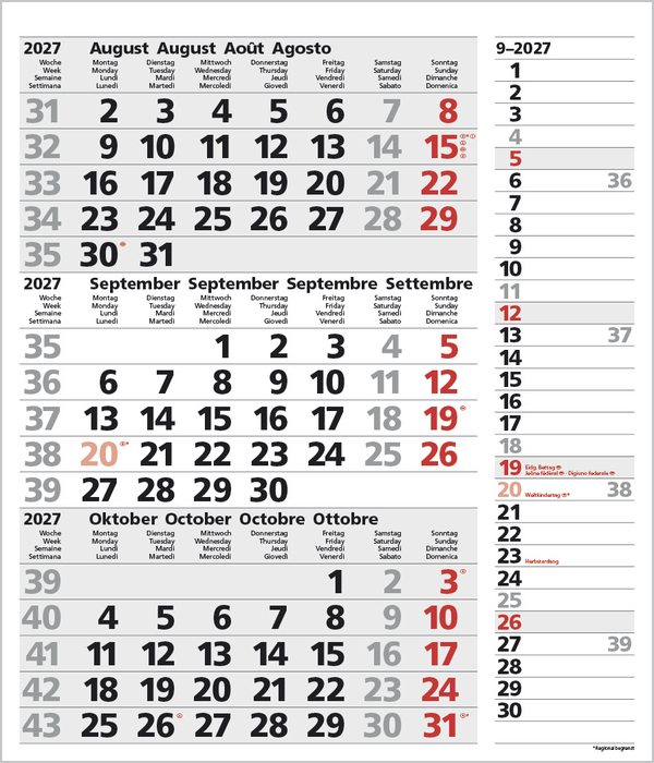 Weitere Ansicht: 3-Monats-Planer Combi Grau 2027