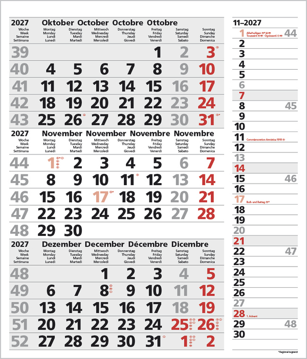 Weitere Ansicht: 3-Monats-Planer Combi Grau 2027