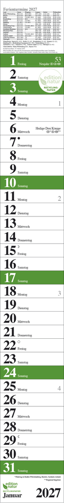 Weitere Ansicht: Streifenplaner Praktika Grün Recyclingpapier 2027