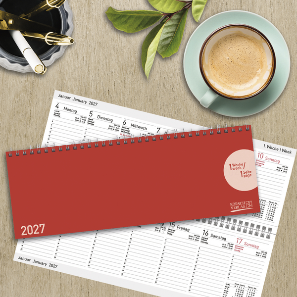 Weitere Ansicht: Tischquerkalender Classic Colourlux rot 2027
