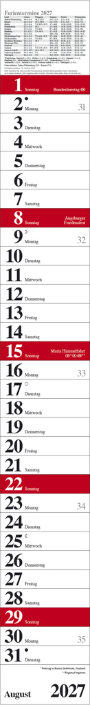 Weitere Ansicht: Streifenplaner Praktika Rot 2027