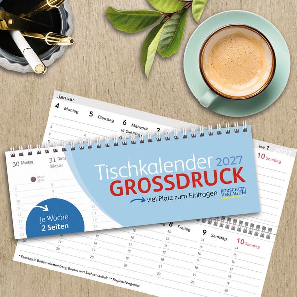 Weitere Ansicht: Tischquerkalender Großdruck 2027