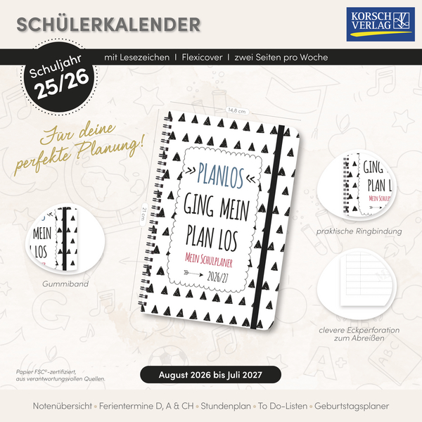 Weitere Ansicht: Schülerkalender Planlos 2026/2027