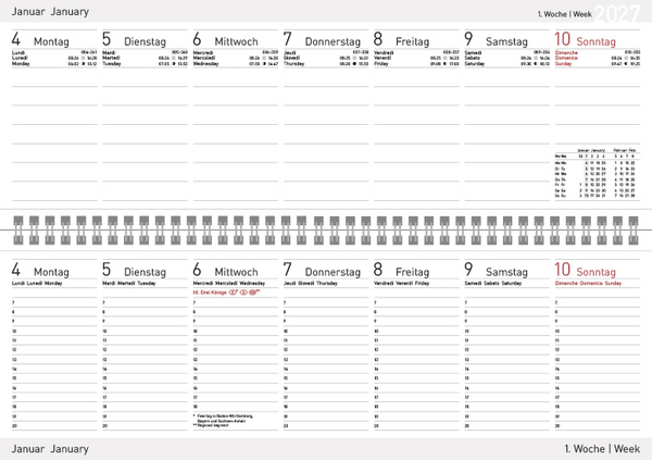 Weitere Ansicht: Tischkalender quer Professional Colourlux 2027 rot