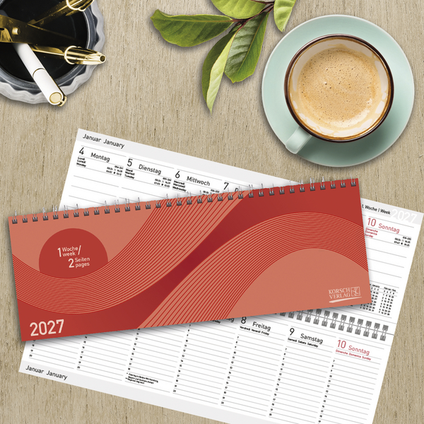 Weitere Ansicht: Tischkalender quer Professional Colourlux 2027 rot