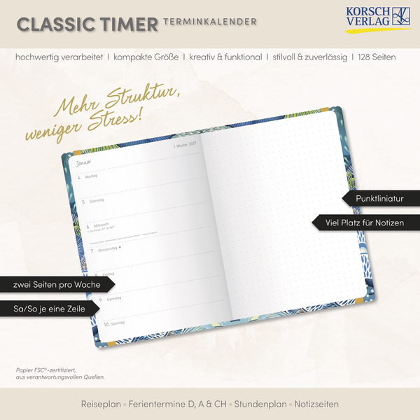 Weitere Ansicht: Terminkalender Classic Timer Meeresbucht 2027 | Yellena James
