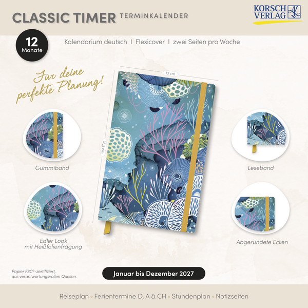 Weitere Ansicht: Terminkalender Classic Timer Meeresbucht 2027 | Yellena James