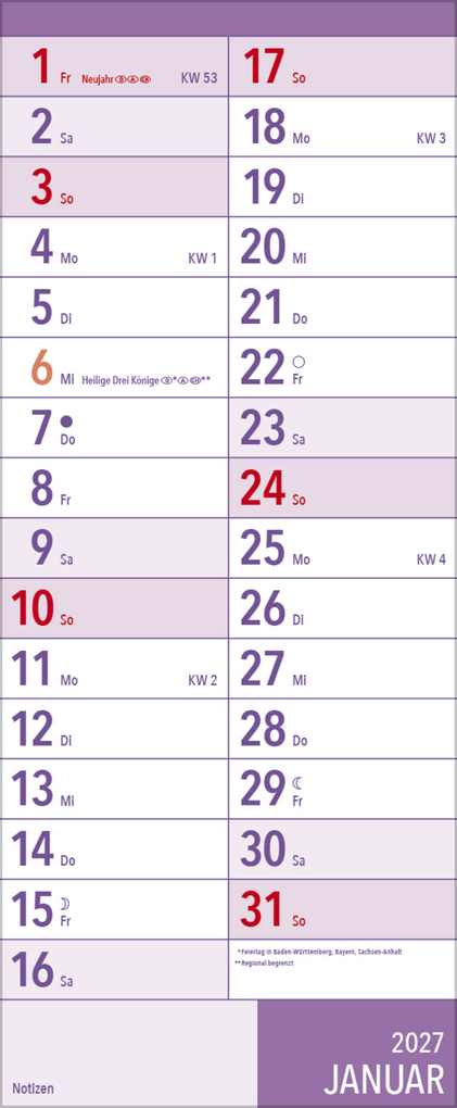 Weitere Ansicht: XL Planer Großdruck 2027