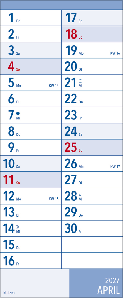 Weitere Ansicht: XL Planer Großdruck 2027